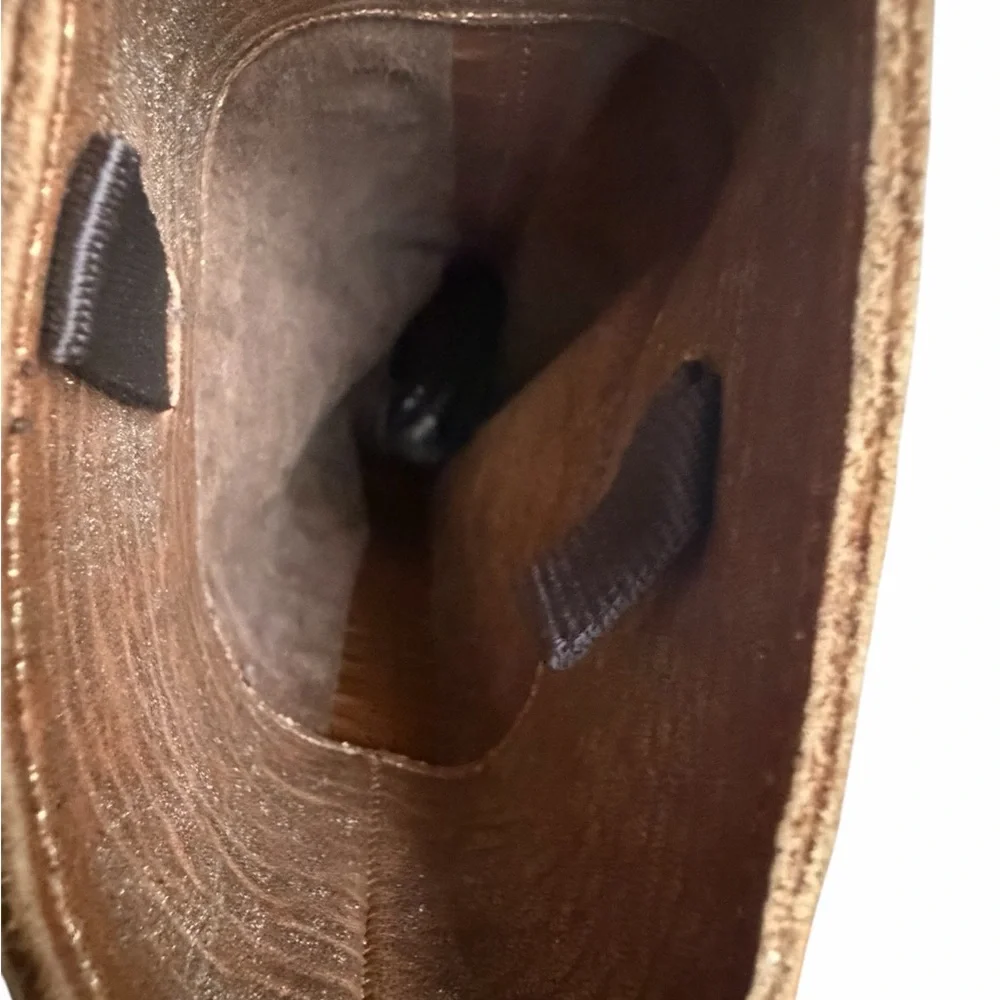 RARE Miu Miu Vintage Gold Metallic Leather Boots Sz 35 Cowboy Festival Boho - Picture 13 of 16